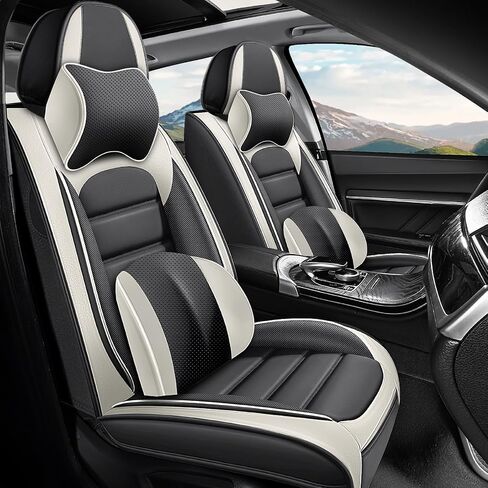 Car Seat Covers Fit for Mercedes-Benz GLK-Class 2010-2015,Waterproof Napa Leather Seat Cushion,Soft and Breathable Auto Vehicle Interior Covers,Standard(Front Set) Black&Coffee in Saudi Arabia