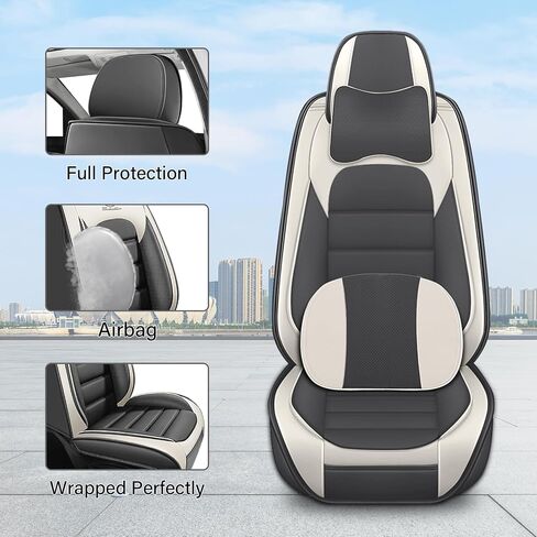 Car Seat Covers Fit for Mercedes-Benz GLK-Class 2010-2015,Waterproof Napa Leather Seat Cushion,Soft and Breathable Auto Vehicle Interior Covers,Standard(Front Set) Black&Coffee in Saudi Arabia