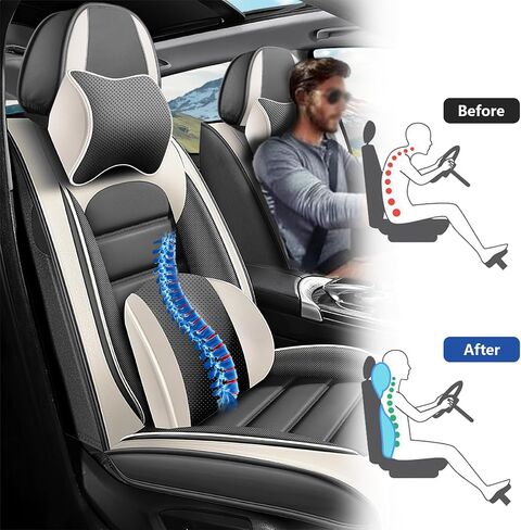 Car Seat Covers Fit for Mercedes-Benz GLK-Class 2010-2015,Waterproof Napa Leather Seat Cushion,Soft and Breathable Auto Vehicle Interior Covers,Standard(Front Set) Black&Coffee in Saudi Arabia