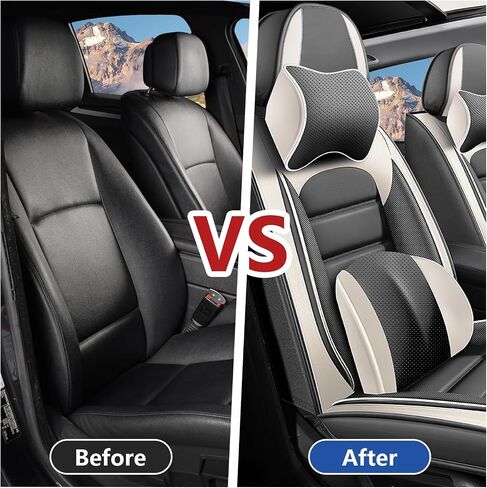 Car Seat Covers Fit for Mercedes-Benz GLK-Class 2010-2015,Waterproof Napa Leather Seat Cushion,Soft and Breathable Auto Vehicle Interior Covers,Standard(Front Set) Black&Coffee in Saudi Arabia