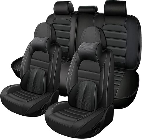Car Seat Covers Fit for Mercedes-Benz GLK-Class 2010-2015,Waterproof Napa Leather Seat Cushion,Soft and Breathable Auto Vehicle Interior Covers,Standard(Front Set) Black&Coffee in Saudi Arabia