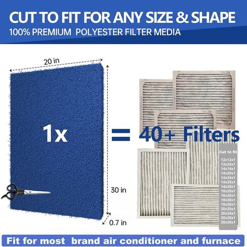 Reusable Air Filter 20x30, High Air Flow Cut to Fit Furnace Filters, MERV 6 Replacement Filter for HVAC, RV, Washable Replacement Air Conditioner Filters, 24 PCs Velcro(Actual 20x30x0.7 in.) in Saudi Arabia