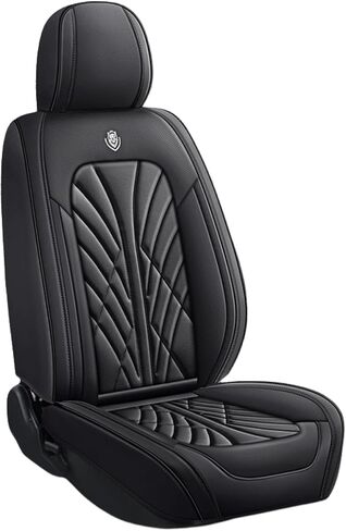 Breathable Nappa Leather Car Seat Covers Universal Fit for Sedan SUV Auto Vehicle Seat Protector Cushions (Full Set 5 Seats,Black) in Kuwait