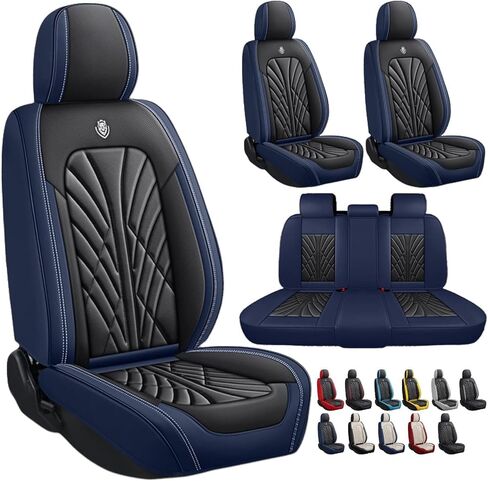 Breathable Nappa Leather Car Seat Covers Universal Fit for Sedan SUV Auto Vehicle Seat Protector Cushions (Full Set 5 Seats,Black) in Kuwait