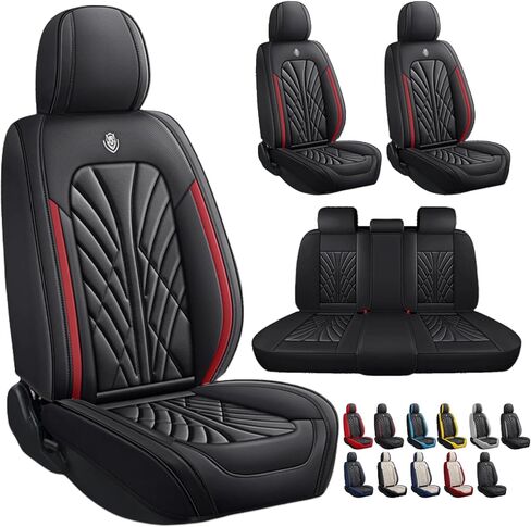 Breathable Nappa Leather Car Seat Covers Universal Fit for Sedan SUV Auto Vehicle Seat Protector Cushions (Full Set 5 Seats,Black) in Kuwait
