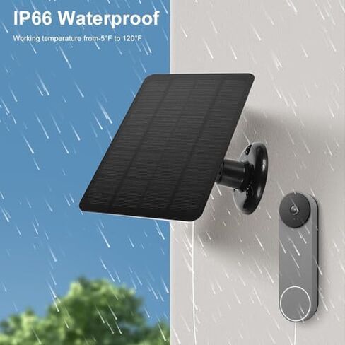 Solar Panel for Ring Doorbell, 10W Solar Panel Camera Charger Compatible with Ring Battery Video Doorbell 2 3 3 Plus 4Plus, for Google Nest (CSP4W-O-W) in Saudi Arabia