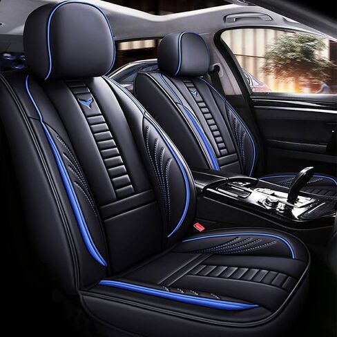 Car Seat Covers for Honda Civic Accord CRV HRV Pilot 2005-2025,Premium Leather Waterproof Easy Install (5 Pieces with Pillows, Black) in Saudi Arabia