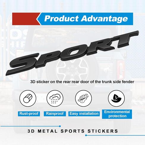 1PCS 3D Sport Sticker ، STRUNK SIDE FENDER الخلفية الخلفية للسيارة التزيين الخارجي الملحقات ، ملصقات شارة السيارات المعدنية ثلاثية الأبعاد ، لجميع سيارات شاحنة السيارات سيارات الدفع الرباعي (أسود) in Saudi Arabia