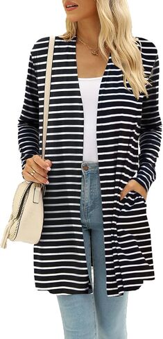 Hount Women's Lightweight Open Front Cardigans غير رسمية طويلة الأكمام من كارديجان مع جيوب in Kuwait
