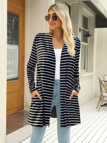 Hount Women's Lightweight Open Front Cardigans غير رسمية طويلة الأكمام من كارديجان مع جيوب in Kuwait