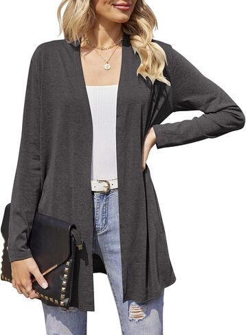 Hount Women's Lightweight Open Front Cardigans غير رسمية طويلة الأكمام من كارديجان مع جيوب in Kuwait