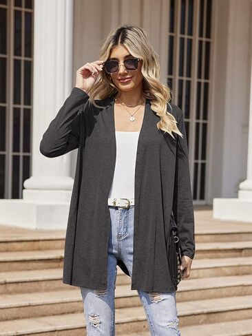 Hount Women's Lightweight Open Front Cardigans غير رسمية طويلة الأكمام من كارديجان مع جيوب in Kuwait