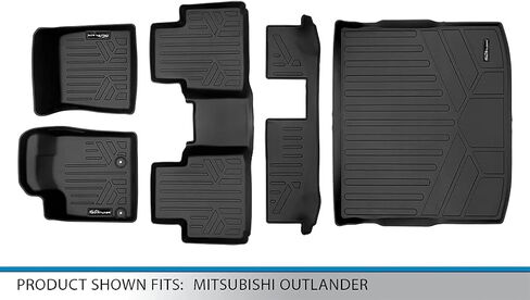 Smartliner مخصص Fit Floor Mats 3 صفوف وبطانة شحن خلف مجموعة الصف الثاني متوافق مع 2022-2025 Mitsubishi Outlander in Kuwait