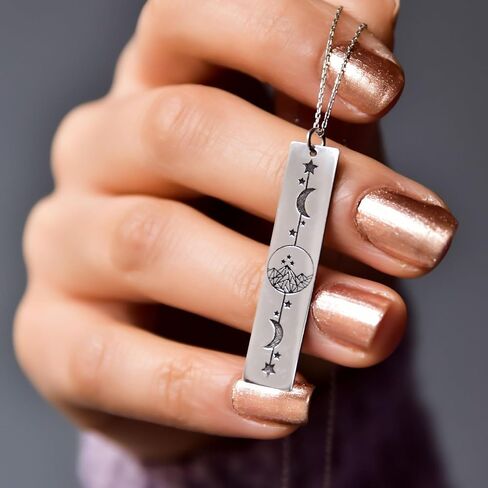 Velaris Night Court Necklace,Velaris Bookish Jewelry,Feyre Necklace,Starry Night Mountain Pendant,Sun and Moon Personalized Bar Necklace,Acotar Gifts,Jewellery For Women in Saudi Arabia