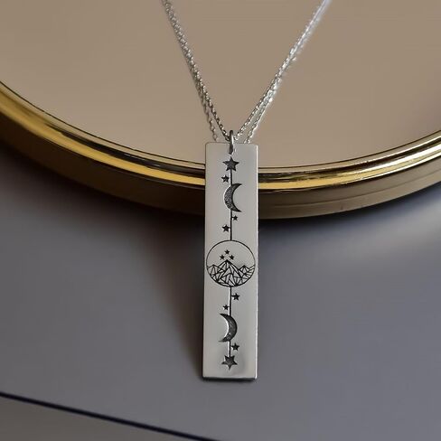 Velaris Night Court Necklace,Velaris Bookish Jewelry,Feyre Necklace,Starry Night Mountain Pendant,Sun and Moon Personalized Bar Necklace,Acotar Gifts,Jewellery For Women in Saudi Arabia