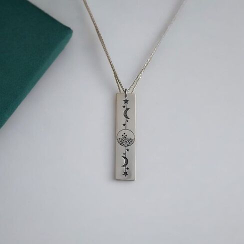 Velaris Night Court Necklace,Velaris Bookish Jewelry,Feyre Necklace,Starry Night Mountain Pendant,Sun and Moon Personalized Bar Necklace,Acotar Gifts,Jewellery For Women in Saudi Arabia