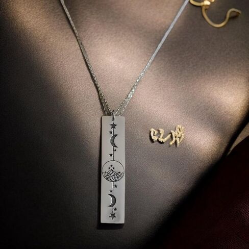 Velaris Night Court Necklace,Velaris Bookish Jewelry,Feyre Necklace,Starry Night Mountain Pendant,Sun and Moon Personalized Bar Necklace,Acotar Gifts,Jewellery For Women in Saudi Arabia
