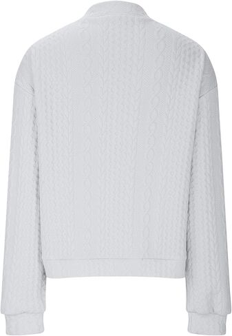 zip up sweatshirt women cable متماسكة الأكمام الطويلة كارديجان مفتوحة السترة الخارجية غير الرسمية ملابس خارجية مع جيوب in Kuwait