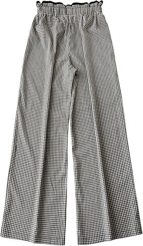 MakeMeChic Women's Gingham Straight Leg Long Pants Drawstring Paperbag Waist Loose Trousers with Pockets in Kuwait