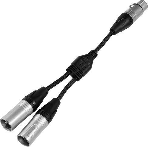 KONDOR BLUE | Dual Mini XLR Male to 3.5mm Stereo TRS Right Angle Compatible with BMPCC 6K Pro, Canon C70, Rode | Splitter for Audio Independent Recording, 16" with Reinforced connectors | Black in Kuwait