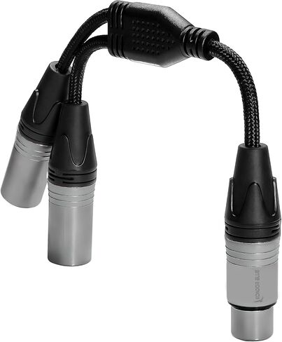 KONDOR BLUE | Dual Mini XLR Male to 3.5mm Stereo TRS Right Angle Compatible with BMPCC 6K Pro, Canon C70, Rode | Splitter for Audio Independent Recording, 16" with Reinforced connectors | Black in Kuwait