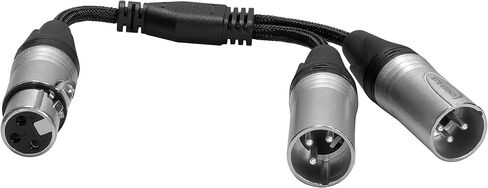 KONDOR BLUE | Dual Mini XLR Male to 3.5mm Stereo TRS Right Angle Compatible with BMPCC 6K Pro, Canon C70, Rode | Splitter for Audio Independent Recording, 16" with Reinforced connectors | Black in Kuwait