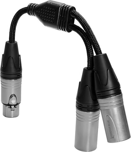 KONDOR BLUE | Dual Mini XLR Male to 3.5mm Stereo TRS Right Angle Compatible with BMPCC 6K Pro, Canon C70, Rode | Splitter for Audio Independent Recording, 16" with Reinforced connectors | Black in Kuwait