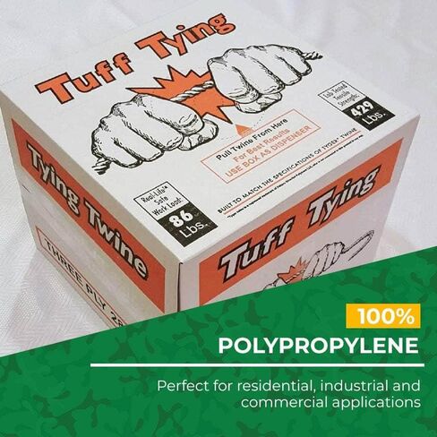 SGT KNOTS Tuff Tying Twine - Polypropylene, UV, Moisture and Chemical Protection Twine for Commercial Bundling, Packaging (3 ply - 2800ft, White) in Kuwait