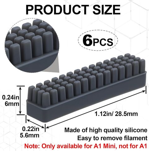 فرشاة فوهة السيليكون 6pcs لـ Bambu Lab A1 ، فرش الطابعة ثلاثية الأبعاد ذاتية ، استبدال فرشاة تنظيف الفوهة المقاومة للحرارة ، ليست مناسبة لمختبر الخيزران A1 Mini- رمادي in Kuwait