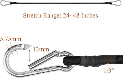 Zhoubin 18 بوصة الحبال الأسود مع السنانير carabiner ، 2pcs in Kuwait