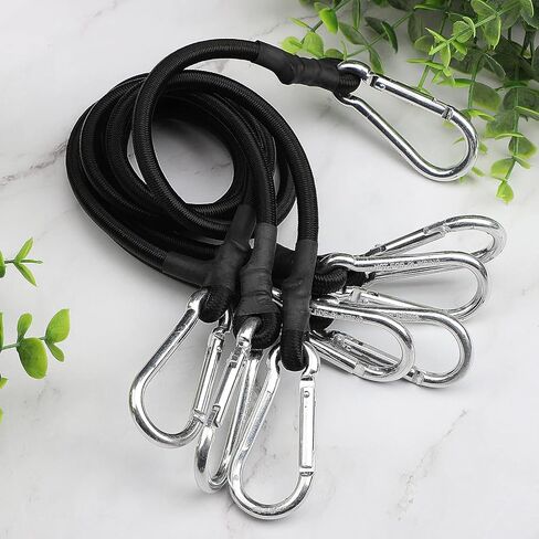Zhoubin 18 بوصة الحبال الأسود مع السنانير carabiner ، 2pcs in Kuwait
