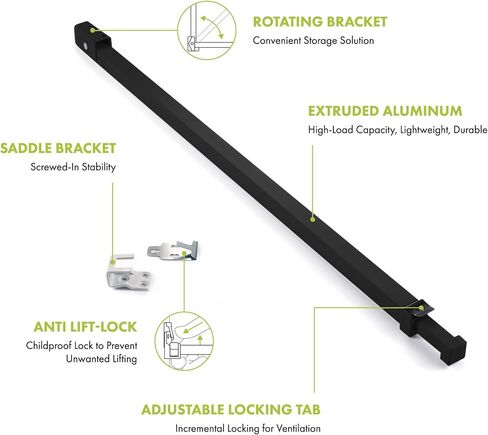 Ideal Security Sliding Door Security Bar with Childproof Lock, Adjustable, for Patio Doors and Sliding Glass Doors (25.75-47.5 Inches) in Saudi Arabia