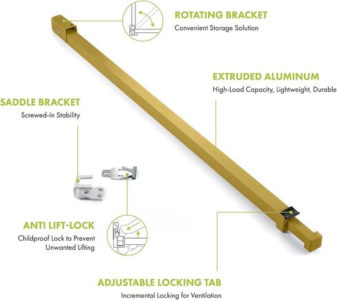 Ideal Security Sliding Door Security Bar with Childproof Lock, Adjustable, for Patio Doors and Sliding Glass Doors (25.75-47.5 Inches) in Saudi Arabia