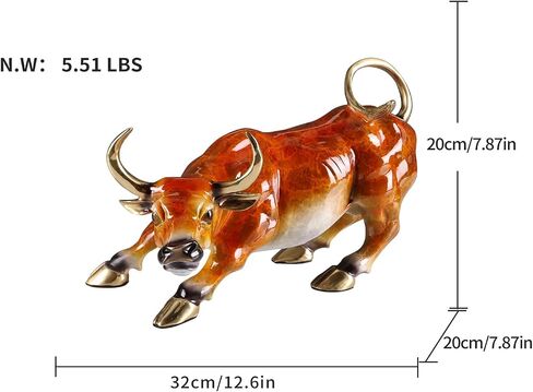 Bronze Cow Statue Handcrafted Copper Sculpture - Cow Figurine with Marble Base, Japanese Lacquerware Zen Art, Equestrian Home Office Feng Shui Brass Decor, Luxury Executive Gift in Kuwait