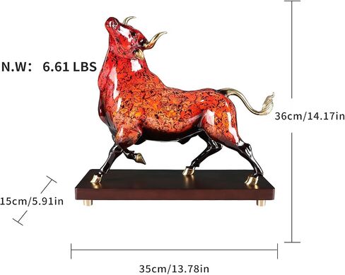 Bronze Cow Statue Handcrafted Copper Sculpture - Cow Figurine with Marble Base, Japanese Lacquerware Zen Art, Equestrian Home Office Feng Shui Brass Decor, Luxury Executive Gift in Kuwait