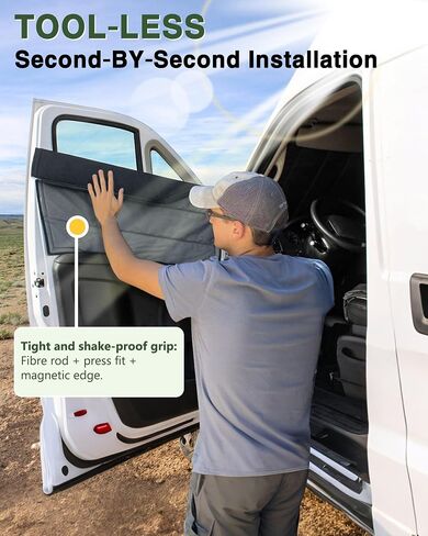 Insulated Blackout Van Window Covers Fit for RAM Promaster 1500 2500 3500 2014-2025, Magnetic Van Front Door Side Window Shades (Pair) - Gray in Kuwait