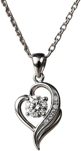 Moissanite Heart Pendant Necklace for Women – 0.5 Carat Brilliant Cut Lab-Created Stone – 925 Sterling Silver, Hypoallergenic, 18K White Gold Plated – Romantic Jewelry Gift with 2-Year Warranty in Saudi Arabia
