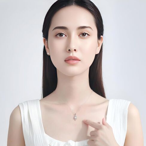 Moissanite Heart Pendant Necklace for Women – 0.5 Carat Brilliant Cut Lab-Created Stone – 925 Sterling Silver, Hypoallergenic, 18K White Gold Plated – Romantic Jewelry Gift with 2-Year Warranty in Saudi Arabia