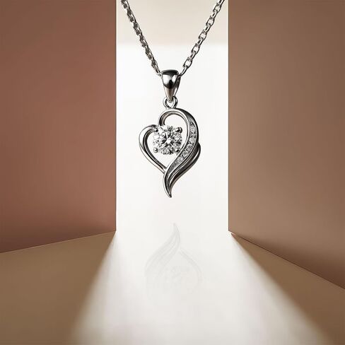Moissanite Heart Pendant Necklace for Women – 0.5 Carat Brilliant Cut Lab-Created Stone – 925 Sterling Silver, Hypoallergenic, 18K White Gold Plated – Romantic Jewelry Gift with 2-Year Warranty in Saudi Arabia