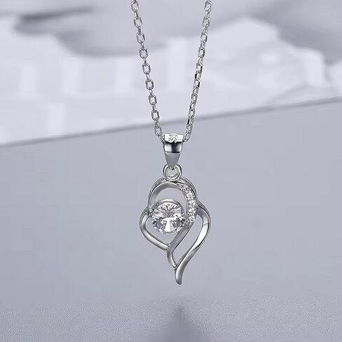 Moissanite Heart Pendant Necklace for Women – 0.5 Carat Brilliant Cut Lab-Created Stone – 925 Sterling Silver, Hypoallergenic, 18K White Gold Plated – Romantic Jewelry Gift with 2-Year Warranty in Saudi Arabia