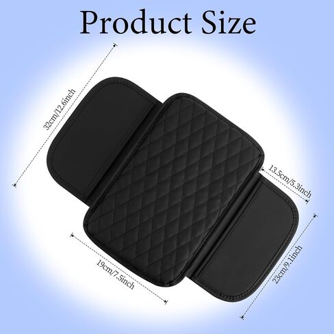 1Pcs Microfiber Leather Car Armrest Cover Cushion with 2 Storage Bags, Universal Car Accessories for Most Vehicles, Car Interior Accessories（Black, 12.6 x 7.5Inch） in Saudi Arabia