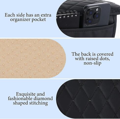 1Pcs Microfiber Leather Car Armrest Cover Cushion with 2 Storage Bags, Universal Car Accessories for Most Vehicles, Car Interior Accessories（Black, 12.6 x 7.5Inch） in Saudi Arabia