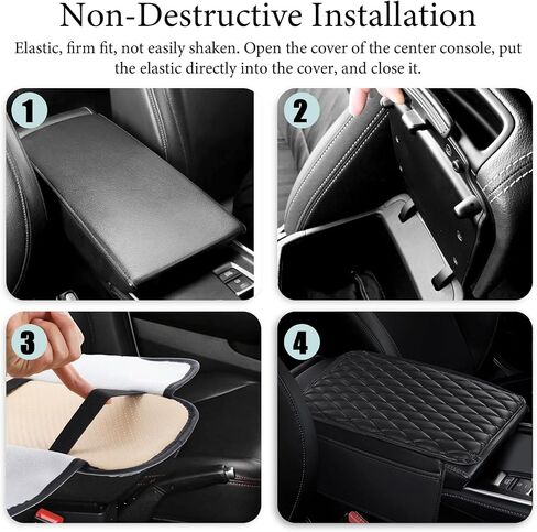 1Pcs Microfiber Leather Car Armrest Cover Cushion with 2 Storage Bags, Universal Car Accessories for Most Vehicles, Car Interior Accessories（Black, 12.6 x 7.5Inch） in Saudi Arabia