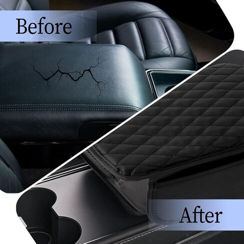 1Pcs Microfiber Leather Car Armrest Cover Cushion with 2 Storage Bags, Universal Car Accessories for Most Vehicles, Car Interior Accessories（Black, 12.6 x 7.5Inch） in Saudi Arabia