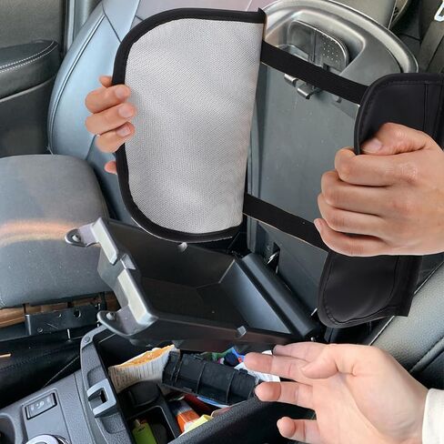 1Pcs Microfiber Leather Car Armrest Cover Cushion with 2 Storage Bags, Universal Car Accessories for Most Vehicles, Car Interior Accessories（Black, 12.6 x 7.5Inch） in Saudi Arabia