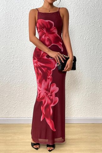 Prettygarden نساء الفساتين الصيفية 2025 الأنيقة السباغيتي الأشرطة المسائية ثوب الأزهار podycon maxi mesh sundress in Kuwait