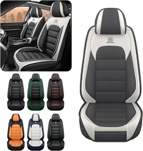 Car Seat Covers for Hyundai Tucson 2005-2025,Waterproof Soft Breathable PU Leather Seat Cover with Storage Pockets(Gray&White,Front Set) in Kuwait