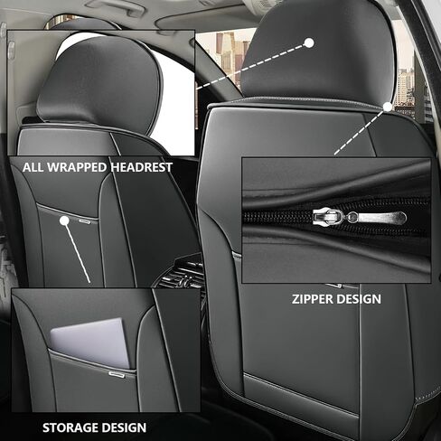Car Seat Covers for Hyundai Tucson 2005-2025,Waterproof Soft Breathable PU Leather Seat Cover with Storage Pockets(Gray&White,Front Set) in Kuwait