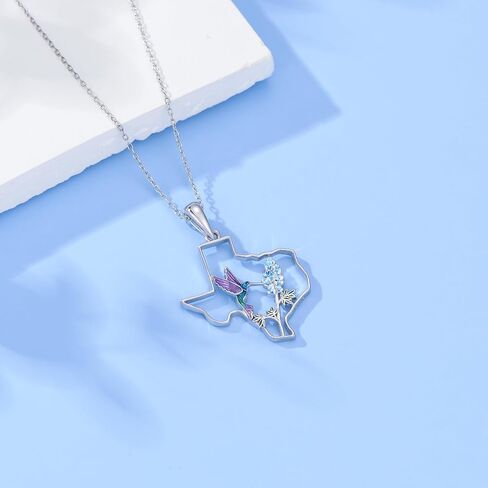 Texas Necklace 925 Sterling Silver Texas State Map Flag Pendant Hometown Bluebonnets Jewelry Texas Gifts for Women Love TX in Kuwait
