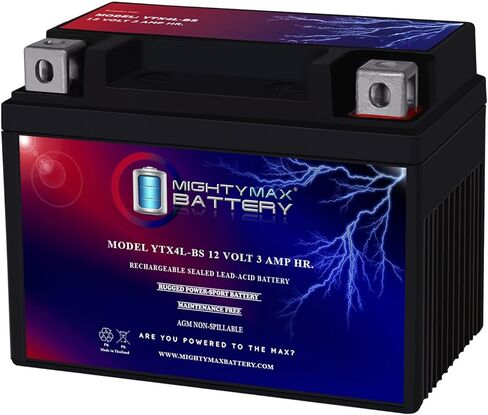 Mighty Max Battery YTX4L-BS استبدال Scooter Honda SA50 ELITE LX ، S ، SR 50CC 88-'01 in Saudi Arabia